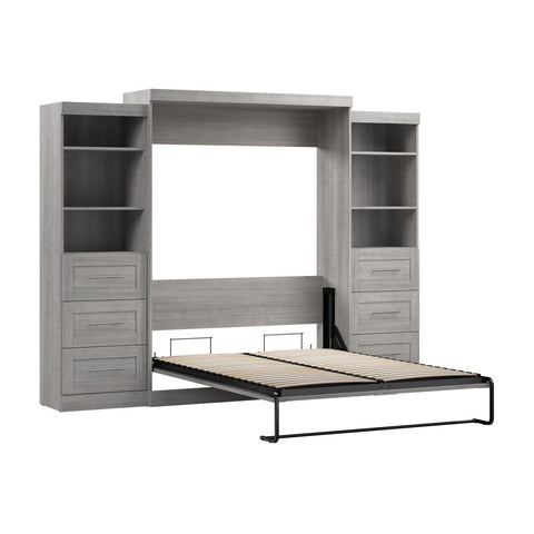 Queen Murphy Bed and 2 Shelving Units with Drawers (115W)