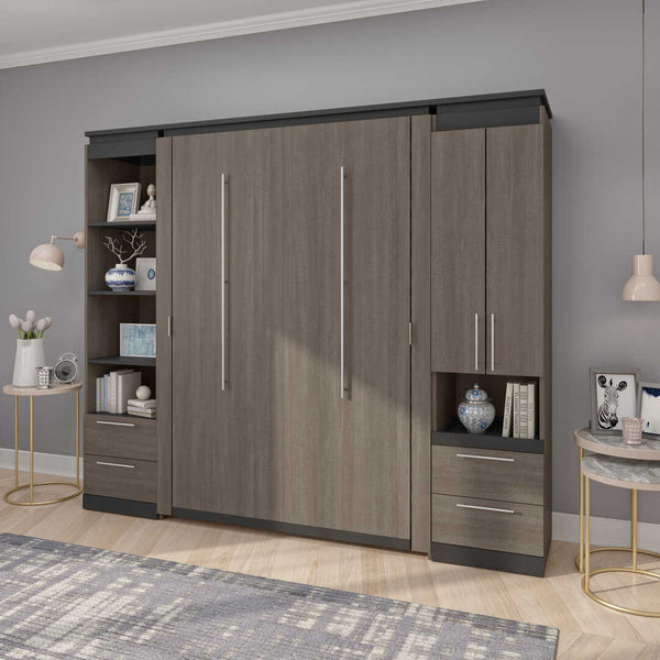 Full Murphy Bed and Narrow Storage Solutions with Drawers (99W)