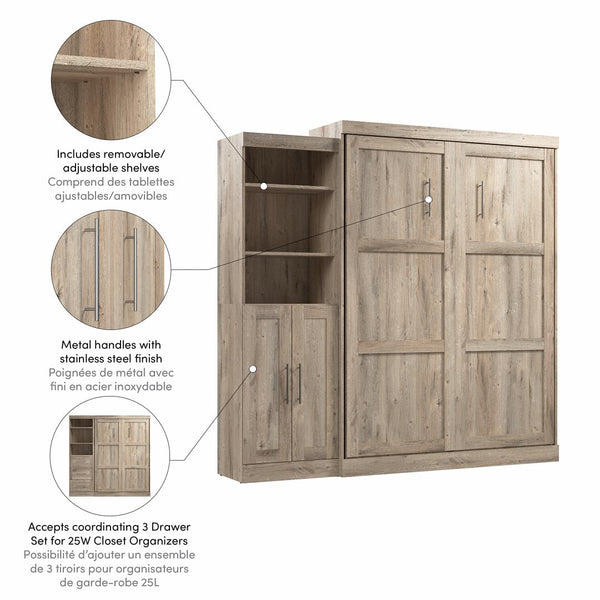 Queen Murphy Bed and Closet Organizer with Doors (90W)