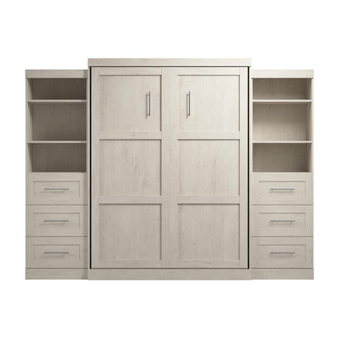 Queen Murphy Bed and 2 Shelving Units with Drawers (115W)