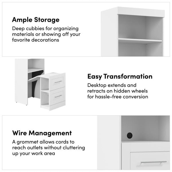 109W Full Size Murphy Bed with Pull-Out Desk and Storage