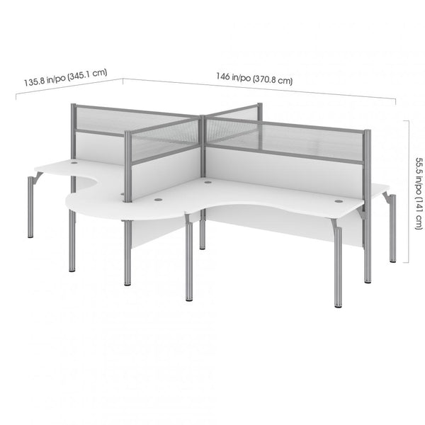4-Person Office Cubicles with Rounded Corners and High Privacy Panels