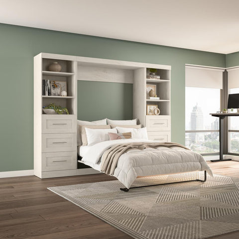 Full Murphy Bed and 2 Shelving Units with Drawers (109W)
