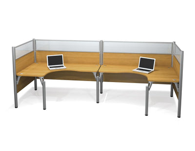 Two Back-to-Back L-Shaped Office Cubicles with High Privacy Panels