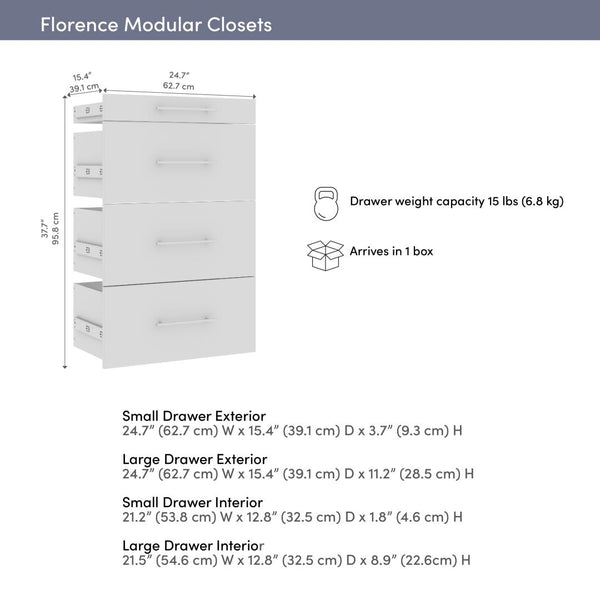 Modular Drawers (4) Set, Slab Style, 25W x 16D