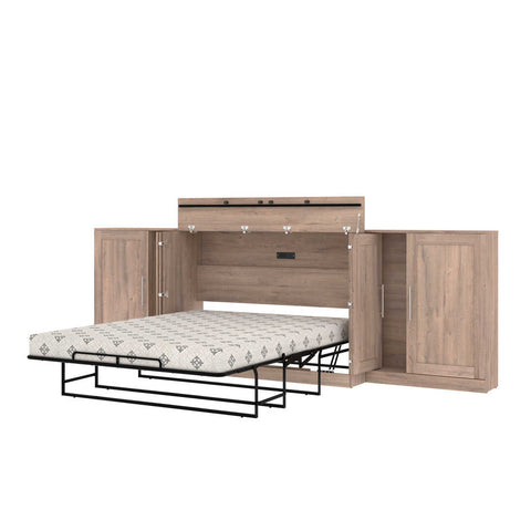 Queen Cabinet Bed with Mattress and Storage Cabinets (139W)