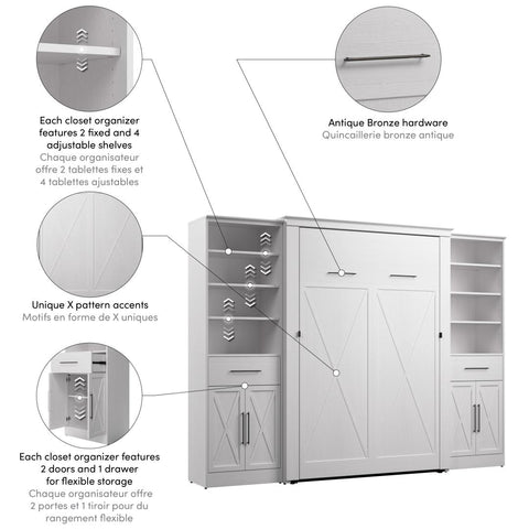 Full Murphy Bed and Closet Organizers with Doors and Drawers (113W)