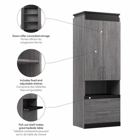 30W Tall Storage Cabinet with Doors, Drawers and Pull-Out Shelf