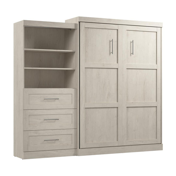 Queen Murphy Bed and Shelving Unit with Drawers (101W)