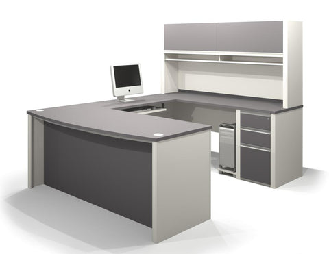 U-Shaped Executive Desk with Hutch and Assembled Pedestal