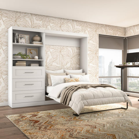 Full Murphy Bed and Shelving Unit with Drawers (95W)