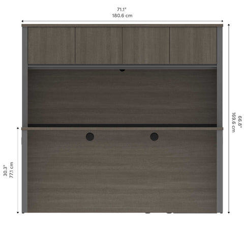 72W U-Shaped Executive Desk with 2 Pedestals and Hutch