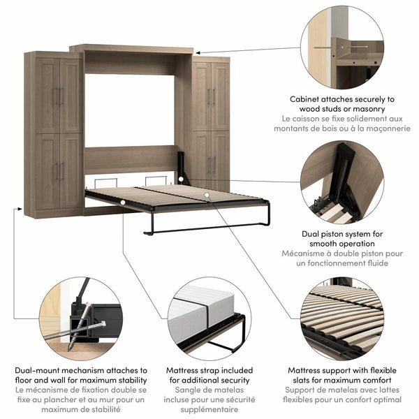 Queen Murphy Bed with Storage Cabinets (115W)