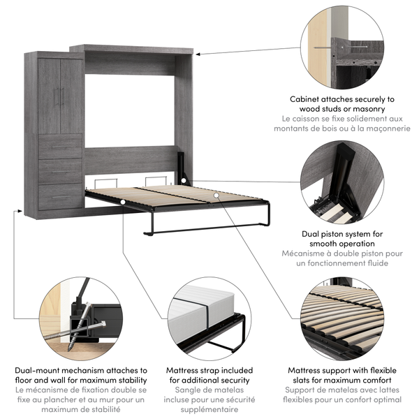 Queen Murphy Bed with Wardrobe (90W)