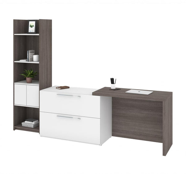 Small Sliding Desk with Shelving Unit