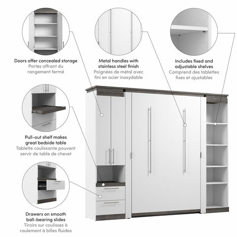 Full Murphy Bed with Storage Cabinet and Shelves (100W)