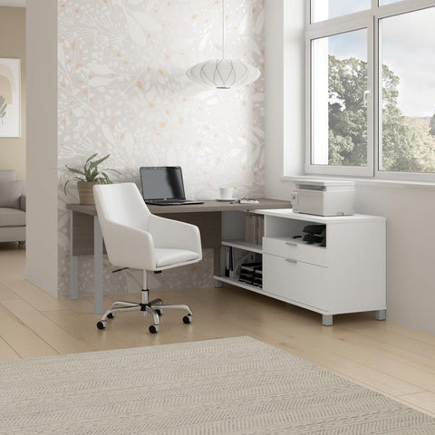 72W L-Shaped Desk with Metal Legs