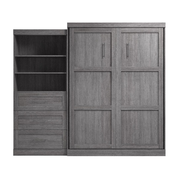 Queen Murphy Bed and Shelving Unit with Drawers (101W)