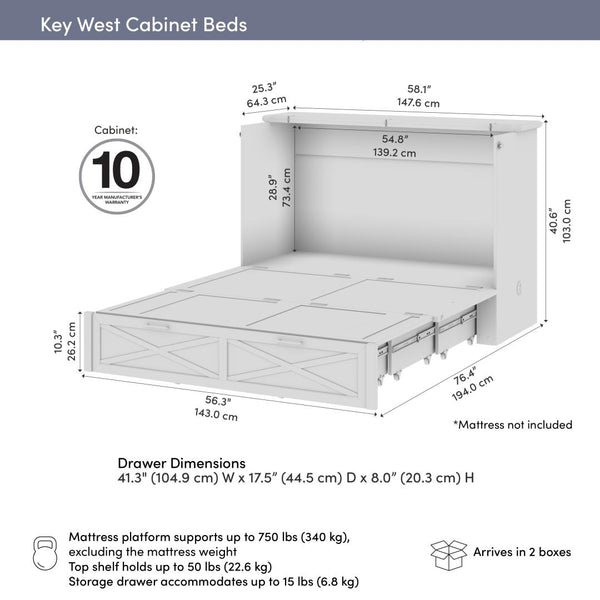 59W Full Murphy Cabinet Bed with Pullout Drawer