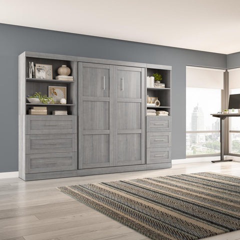 Full Murphy Bed and 2 Shelving Units with Drawers (120W)