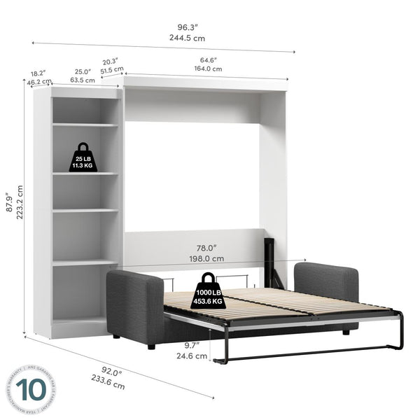 Queen Murphy Bed with Sofa and Shelving Unit (96W)