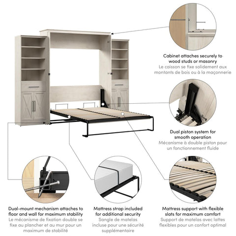 Queen Murphy Bed and Closet Organizers with Doors and Drawers (119W)