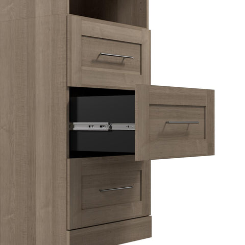 Contemporary Closet System with Shelves, Drawers & Clothing Rods, 86W x 19D