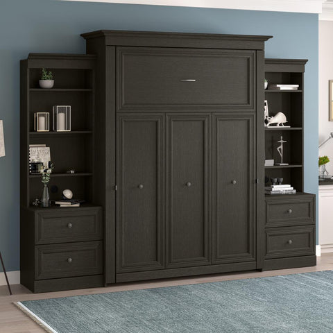 Queen Murphy Bed and Two Shelving Units with 2 Drawers (115W)