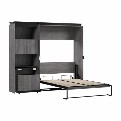 Full Murphy Bed with Storage Cabinet and Fold-Out Desk (91W)