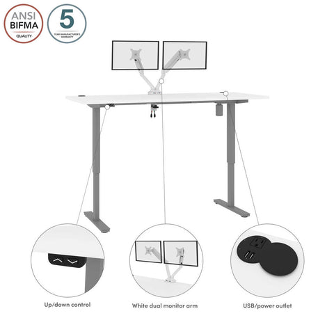 72W x 30D Standing Desk with Dual Monitor Arm