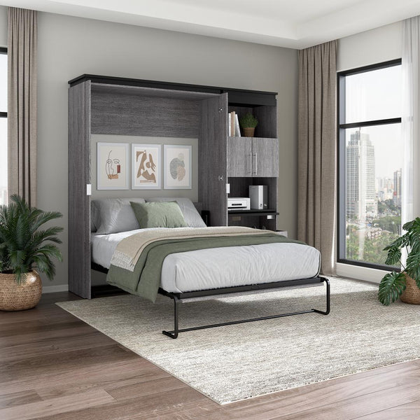 Full Murphy Bed with Storage Cabinet and Fold-Out Desk (91W)