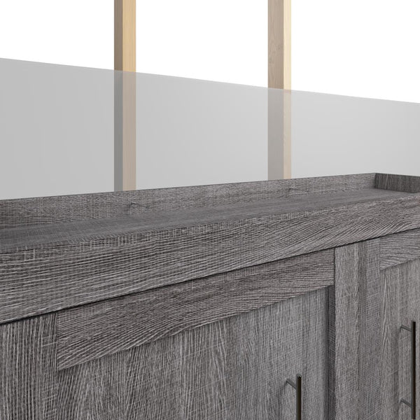 Queen Murphy Bed and 2 Shelving Units with Drawers (115W)