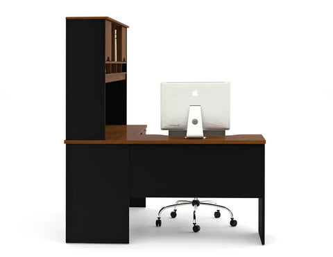L-Shaped Desk with Dual Half Pedestal and Hutch