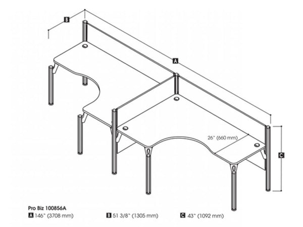 Two Side-by-Side L-Shaped Office Cubicles with Low Privacy Panels