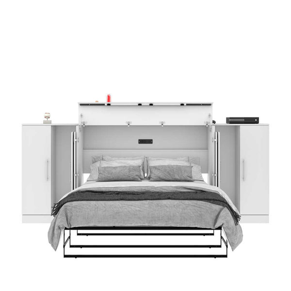 3-Piece Set Including One Full Cabinet Bed with Mattress and Two 26″ Storages Unit for Cabinet Beds