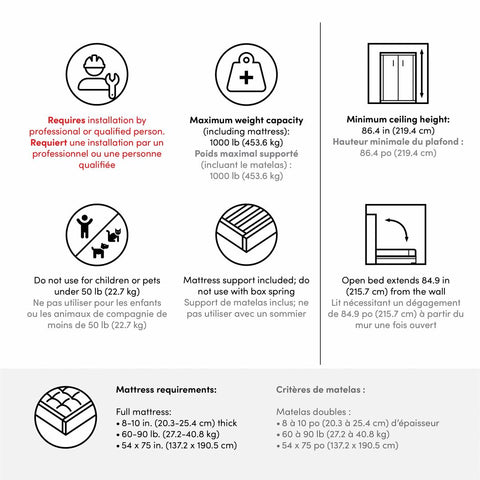 Full Murphy Bed with Storage Cabinets and Pull-Out Shelves (100W)