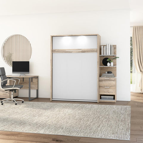 Full Murphy Bed with Nightstand and Floating Shelves (79W)