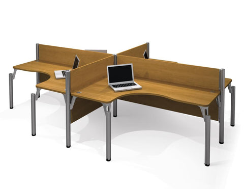 4-Person Office Cubicles with Low Privacy Panels