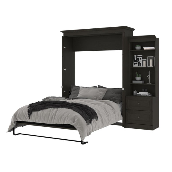 Queen Murphy Bed and Shelving Unit with 2 Drawers (92W)