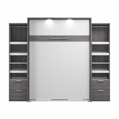 Queen Murphy Bed and 2 Narrow Closet Organizers with Drawers (105W)
