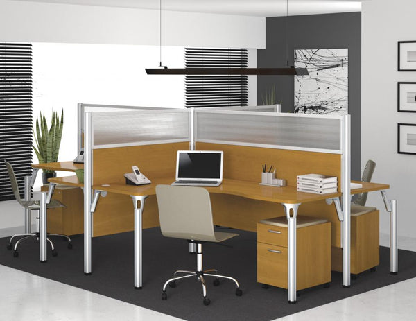 4-Person Office Cubicles with High Privacy Panels