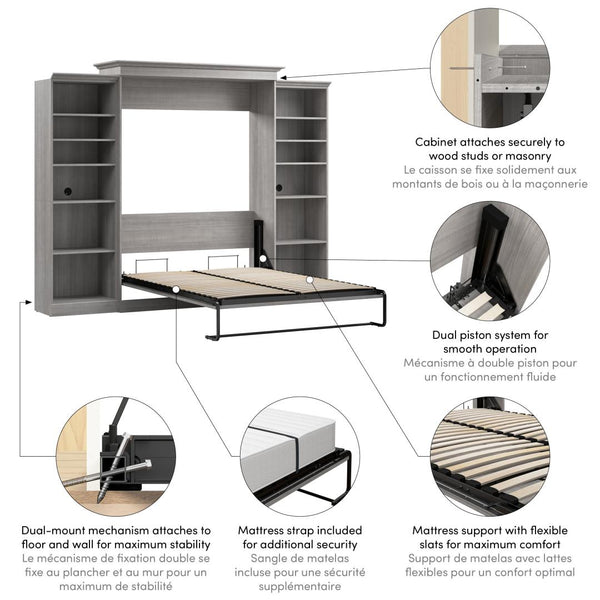 Queen Murphy Bed and 2 Closet Organizers (115W)