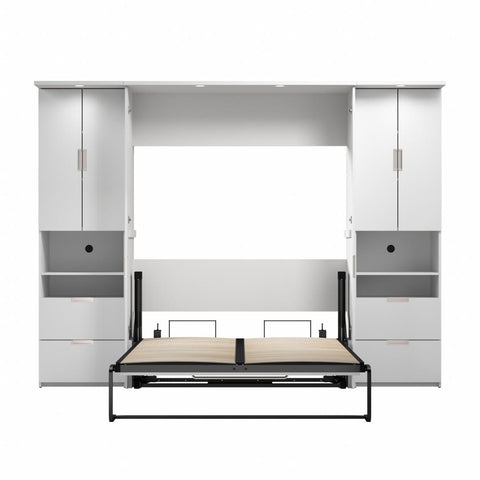 107W Full Murphy Bed with 2 Storage Cabinets