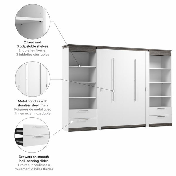 Full Murphy Bed with Shelves and Drawers (120W)