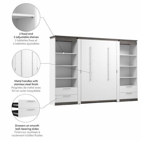 Full Murphy Bed with Shelves and Drawers (120W)