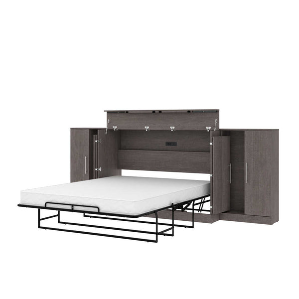 3-Piece Set Including One Queen Cabinet Bed with Mattress and Two 26″ Storage Units