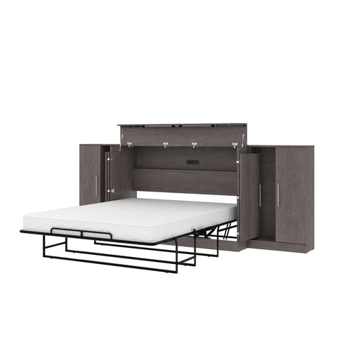 3-Piece Set Including One Queen Cabinet Bed with Mattress and Two 26″ Storage Units
