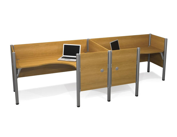 Two Closed Side-by-Side L-Shaped Office Cubicles with Low Privacy Panels