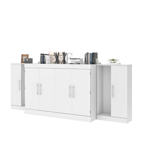 3-Piece Set Including One Queen Cabinet Bed with Mattress and Two 26″ Storage Units