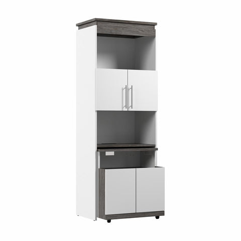 30W Tall Storage Cabinet with Doors and Fold-Out Desk